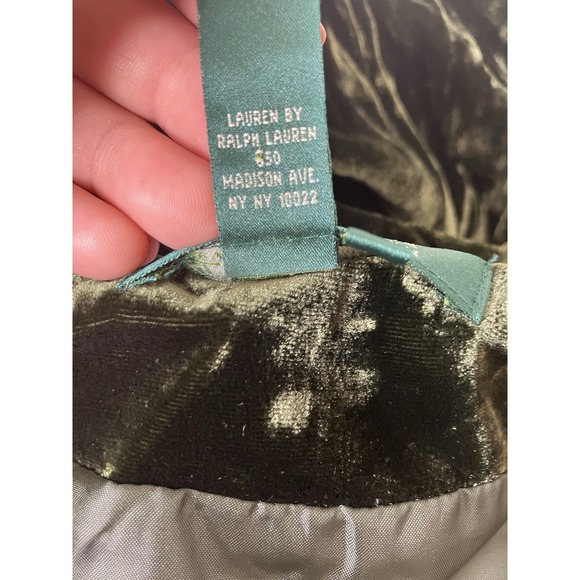 Lauren Ralph Lauren Green Velvet Skirt Silk Blend Romantic Cottagecore Sz 12 Y2K - Picture 7 of 7